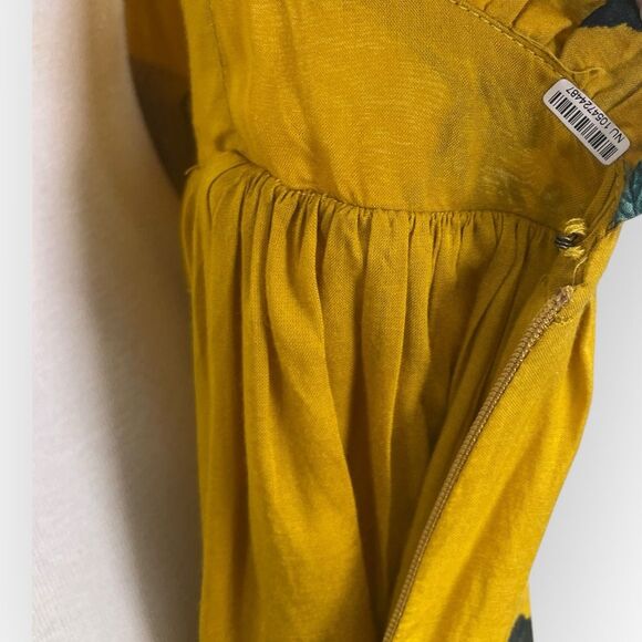 Anthropologie Maeve Midi Maxi High-Low Ruffle Dress, gold yellow Floral sundress - Picture 13 of 15